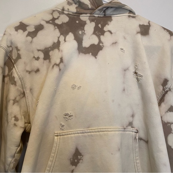 Aritzia TNA Taupe Cream Distressed Tie Dye Cowhide Cozy Fleece Hoodie Size M - Picture 3 of 14